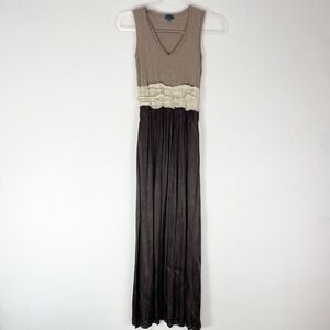 Left of Center Maxi Dress Womens Small Y2K Boho Earthy Grunge Neutral Sleeveless